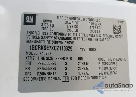 2012 Chevrolet Silverado 1500 Lt from USA, damaged, VIN 1GCRKSE7XCZ110329